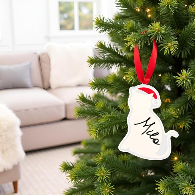 Kate & Milo Ceramic Cat Christmas Ornament – Personalized Pet Holiday Tree - Image 6