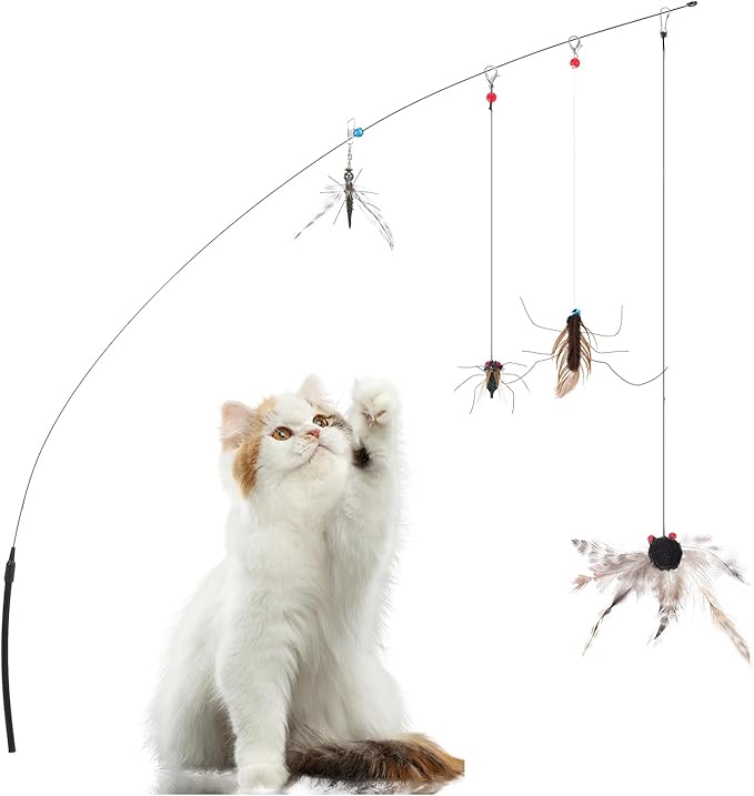 Cat Toys Wand Cat Fishing Pole Toy Cats Teaser Toys by Unknown