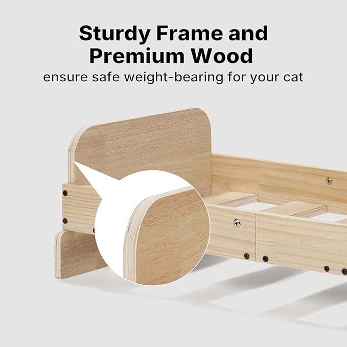 Veehoo Elevated Cat Bed Indoor, Wood Furniture Style Cat Couch Sofa - Image 6