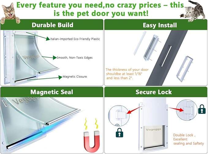 Large Dog Door for Daily in & Out Access, Magnetic Pet Door - Image 3