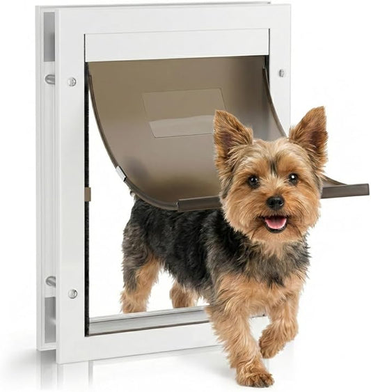 Dog Door for Large Dogs, Large White Aluminum Frame Pet Door by freetoenterandexit
