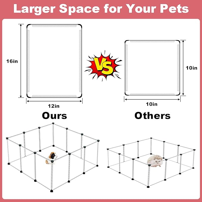 VISCOO 12 Panels Transparent Small Animals Playpen, Plastic Enclosure, Puppy - Image 3