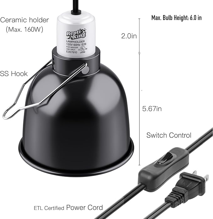 Reptile Light Fixture, 5.5'' Deep Dome - Image 3