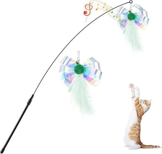 Pawaboo Feather Teaser Cat Toy, Interactive Feather Wand Cats Toy Flying by Pawaboo