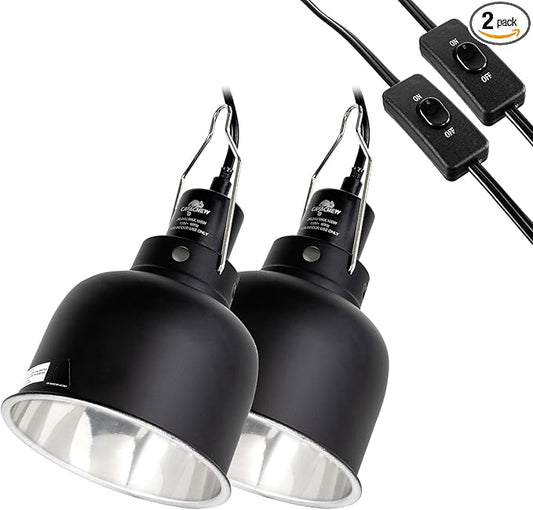 2 Pack Reptile Light Fixture, 5.5in Deep Dome Reptile Lamp Fixture, Optical by CAVACHEWReptileSupplies