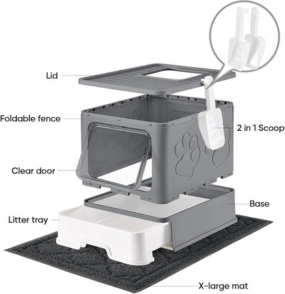 Medario Cat Litter Box with X-Large Litter Mat and Scoop, Large Covered Litter - Image 6