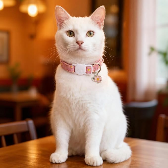 Cat Collars for Girl Cats & Boys, 2 Pack Soft Cotton Breakaway Collar - Image 3