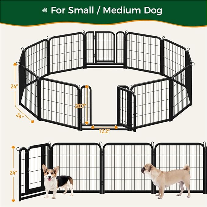 Yaheetech Dog Playpen Outdoor 24 inch 12 Panels Indoor Dog Fence Metal Dog Pen - Image 4