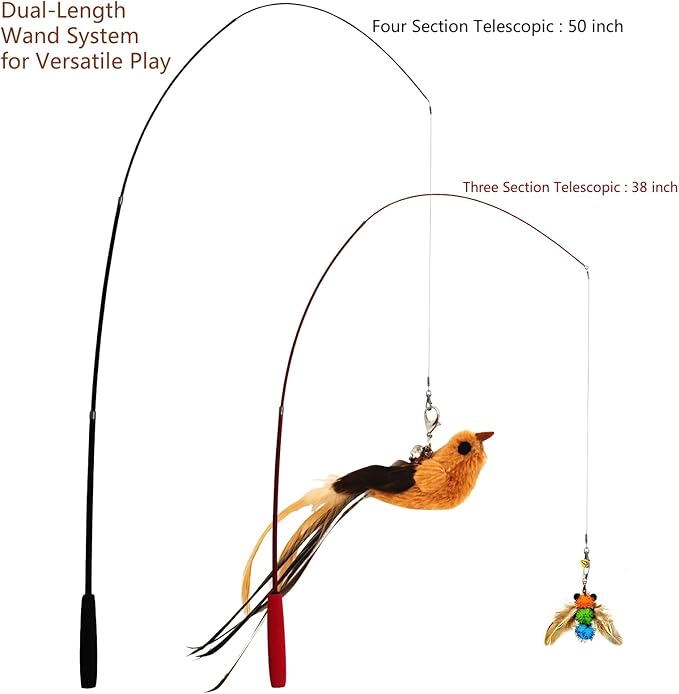 miwoowim Interactive Cat Wand Toy Set – 2 Retractable Wands - Image 2