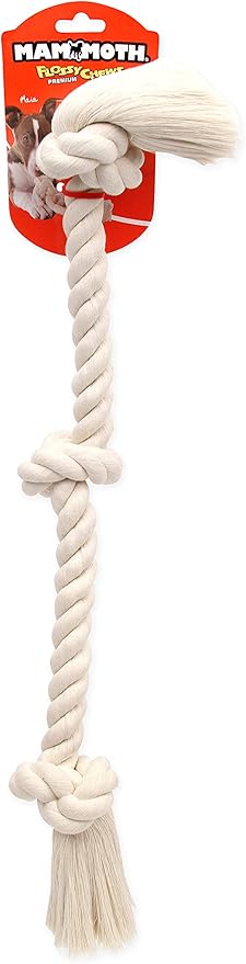 Flossy Chews 100-Percent Cotton White 3-Knot Rope Tug - Image 3