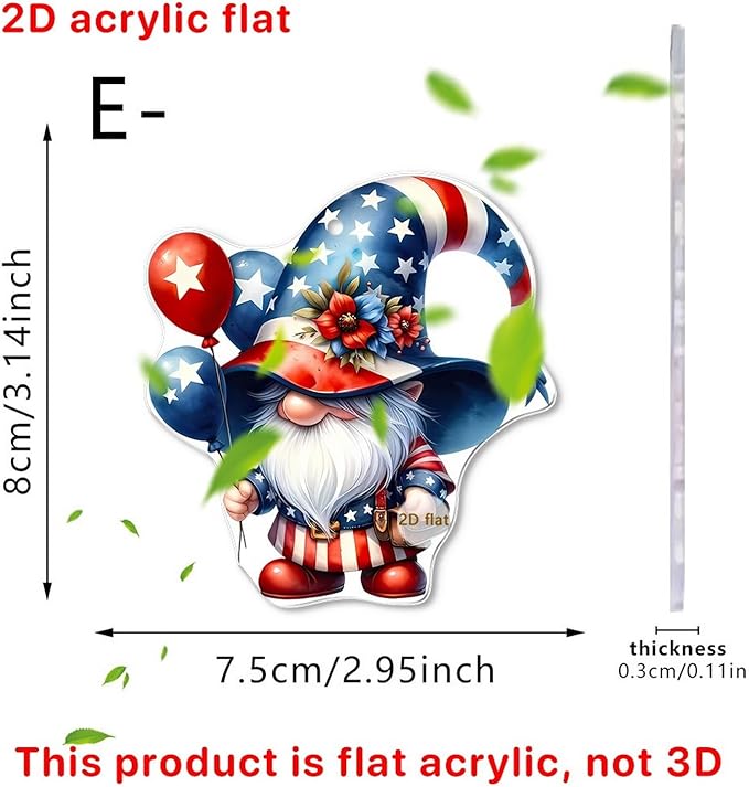 6 Pcs 4th of July Hanging Ornaments 2D Acrylic Independence Day Tree - Image 7