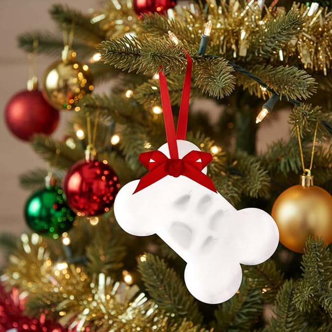 Kate & Milo Christmas Paw Print Bone Ornament, Holiday Pet Keepsake - Image 5