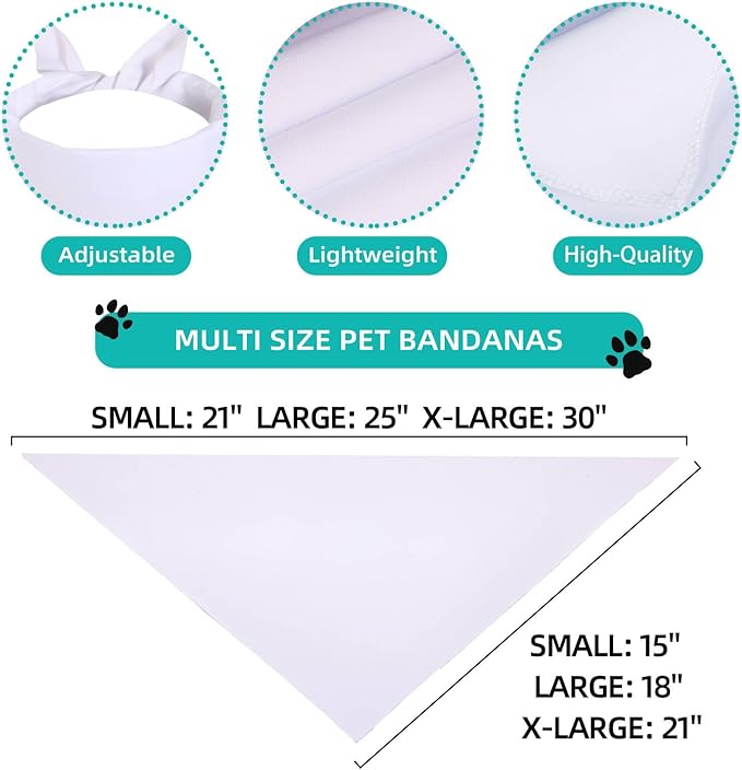 Sublimation DOD Bandanas 6PCS, Heat Transfer Washable Dog Scarf, Blank DIY - Image 2