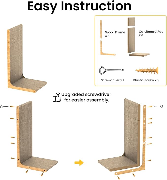 Conlun Cardboard Cat Scratcher, Vertical Wall-Leaning Scratching Board to - Image 5