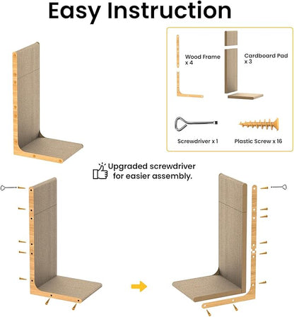 Conlun Cardboard Cat Scratcher, Vertical Wall-Leaning Scratching Board to - Image 5