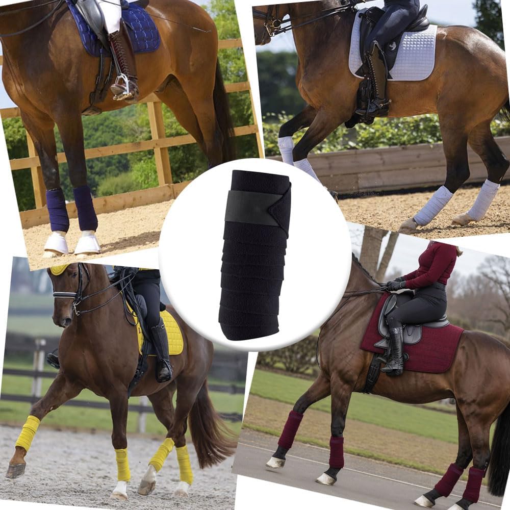 Horse Polo Leg Wraps Soft Fleece Wraps Equestrian Leg Bandage 4-Pack (Full(10ft), Navy)