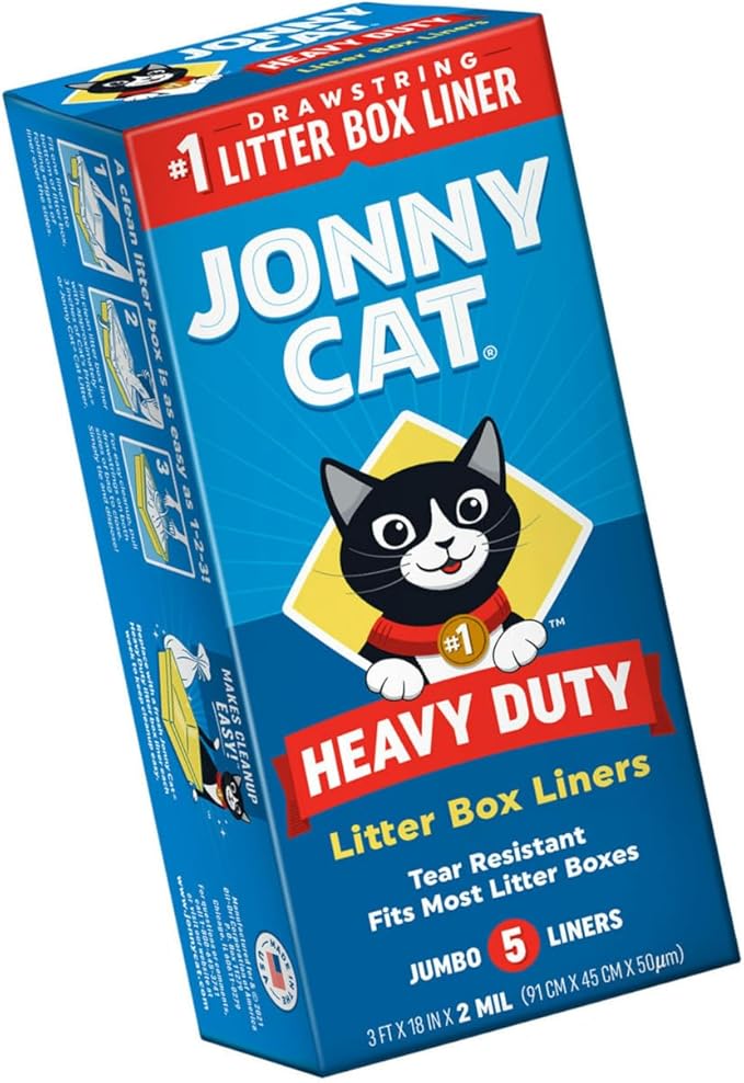 JONNY CAT Litter Box Liners, Heavy Duty Drawstring Liners, 5 Liners per Box - Image 3