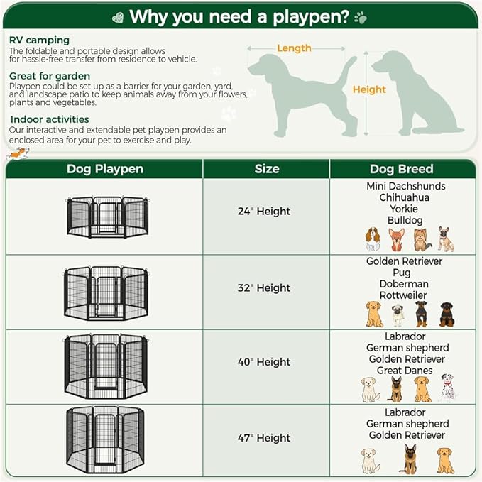 Yaheetech Dog Playpen Outdoor 24 inch 12 Panels Indoor Dog Fence Metal Dog Pen - Image 6