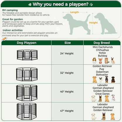 Yaheetech Dog Playpen Outdoor 24 inch 12 Panels Indoor Dog Fence Metal Dog Pen - Image 6