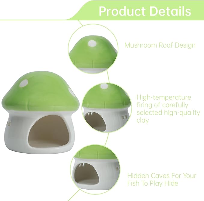 Cute Aquarium Mushroom House Betta Fish Tank Accessory Decor Mini Ceramic Fish - Image 5