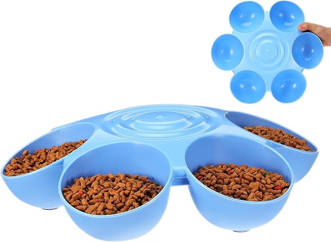 Toddmomy Flower-Shaped Pet Feeding Bowl Multiple Puppy Feeder Blue Plastic Dog by Toddmomy