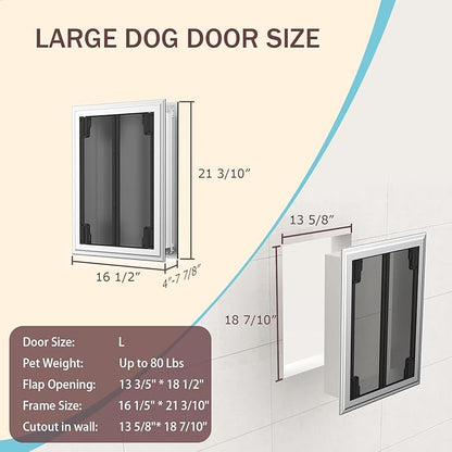 Dog Door for Wall, Energy Efficient French Doggy Door - Image 2