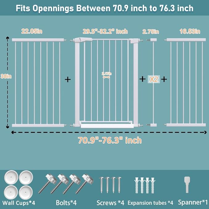 Fairy Baby 38" Extra Tall Baby Pet Gate - Image 2