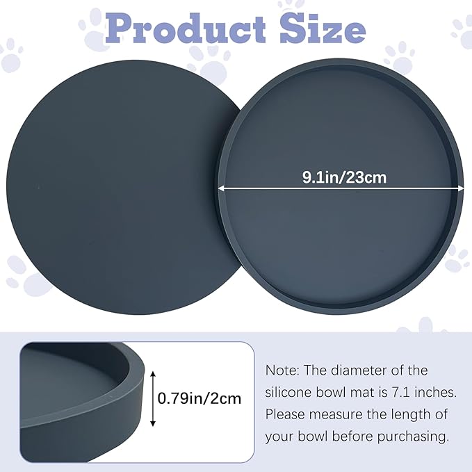 BNOSDM 2 PCS Dog Feeding Mat 9.1 in Silicone Pet Food Mats Waterproof - Image 2