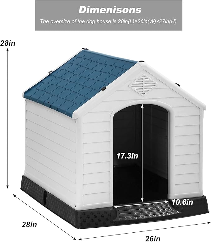 FDW Dog House Indoor Outdoor Durable Ventilate Waterproof Pet Plastic Dog House - Image 7