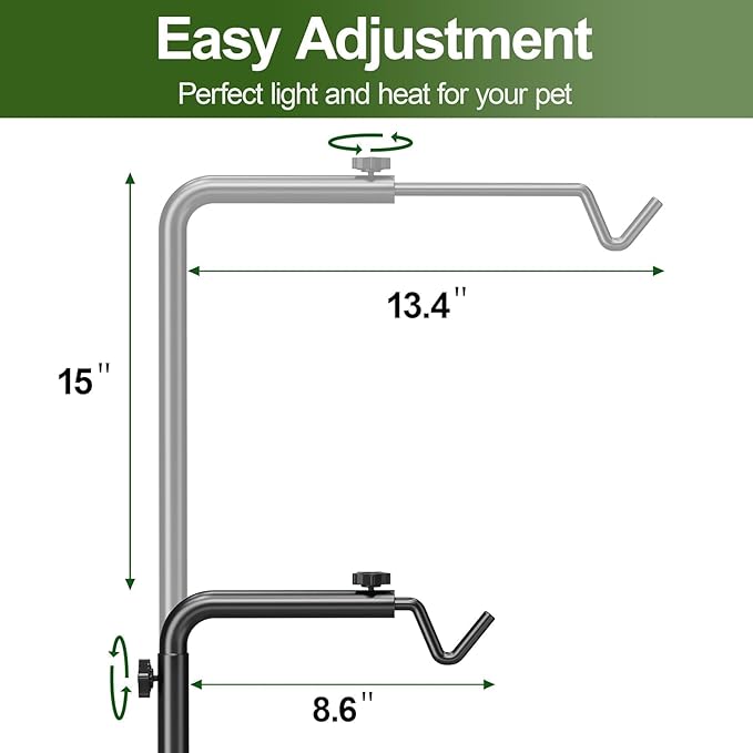 Reptile Heat Lamp Stand Adjustable 21"-62" – Metal Light Holder - Image 9