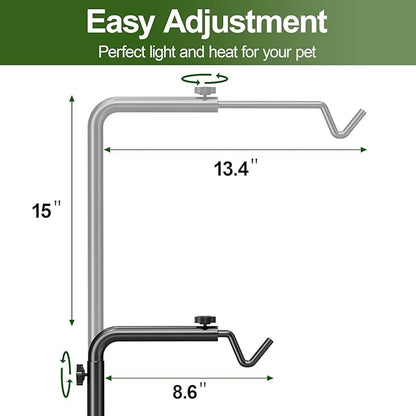 Reptile Heat Lamp Stand Adjustable 21"-62" – Metal Light Holder - Image 9