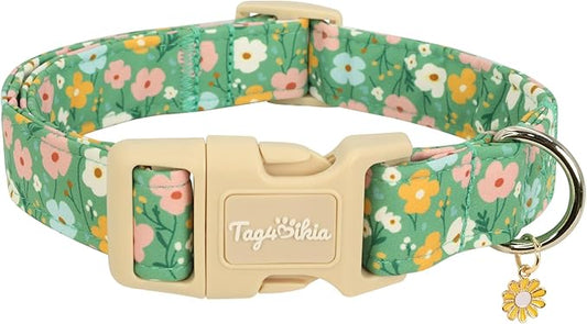 Dog Collar with Floral Patterns, Spring Summer Collection Green Dog Collar with by Unknown