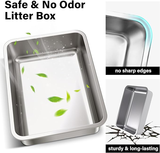Stainless Steel Litter Box, Non Stick No Smell, Steel Litterbox - Image 5