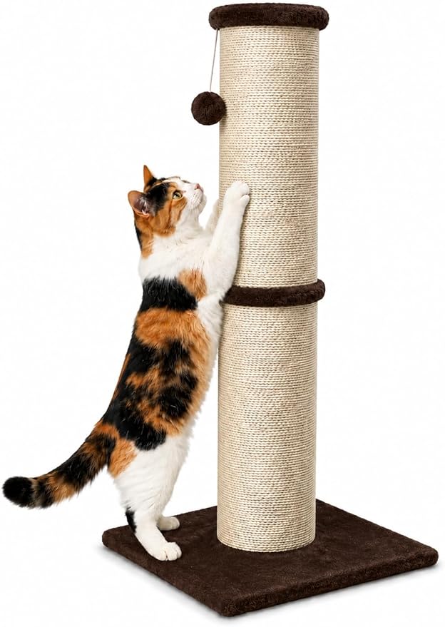 PAWSCRAT Cat Scratching Post 32 Inch High, 5.5 Inch Large Diameter Natural by PAWSCRAT