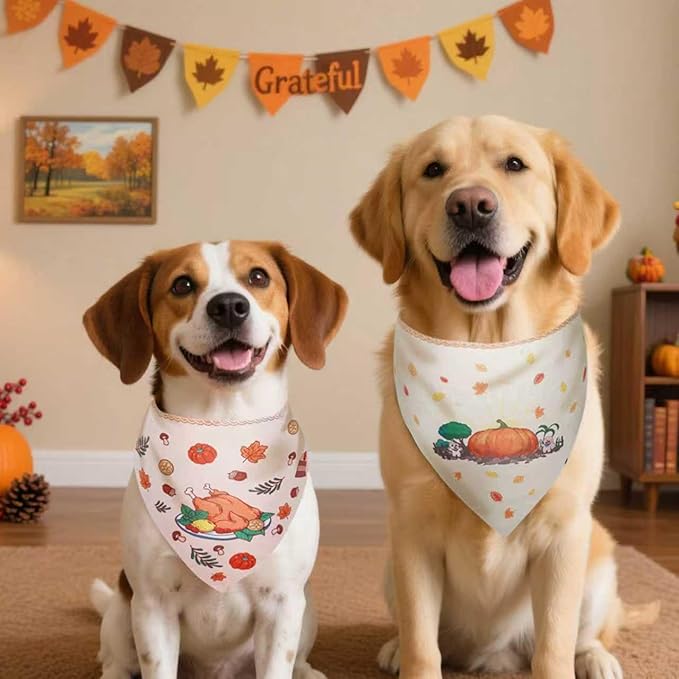 Thanksgiving Dog Bandanas 2 Pack, Fall Dog Bandanas - Image 7