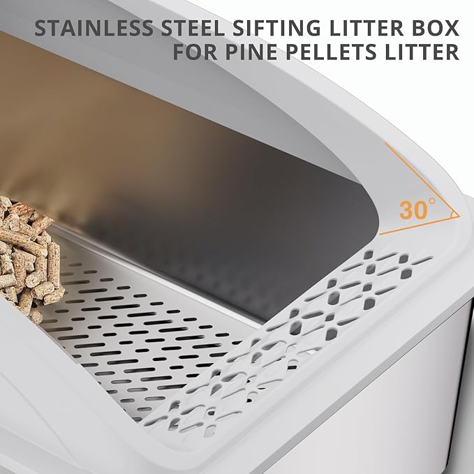23.6"x15.7"x13.8" Stainless Steel Sifting Litter Box, XXL Sifting Cat Litter Box - Image 4
