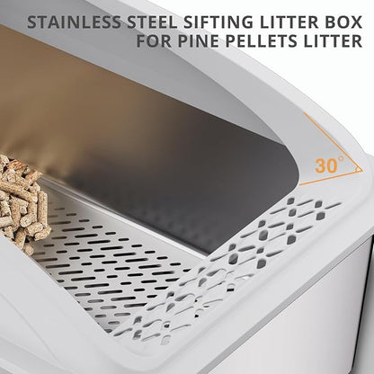 23.6"x15.7"x13.8" Stainless Steel Sifting Litter Box, XXL Sifting Cat Litter Box - Image 4