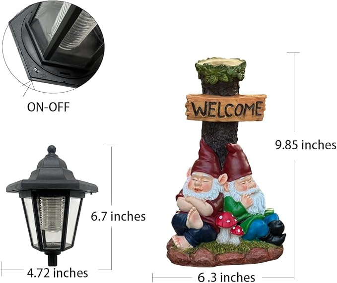 Garden Gnome Statue with Solar Lights, Outdoor Figurine Light - Image 4