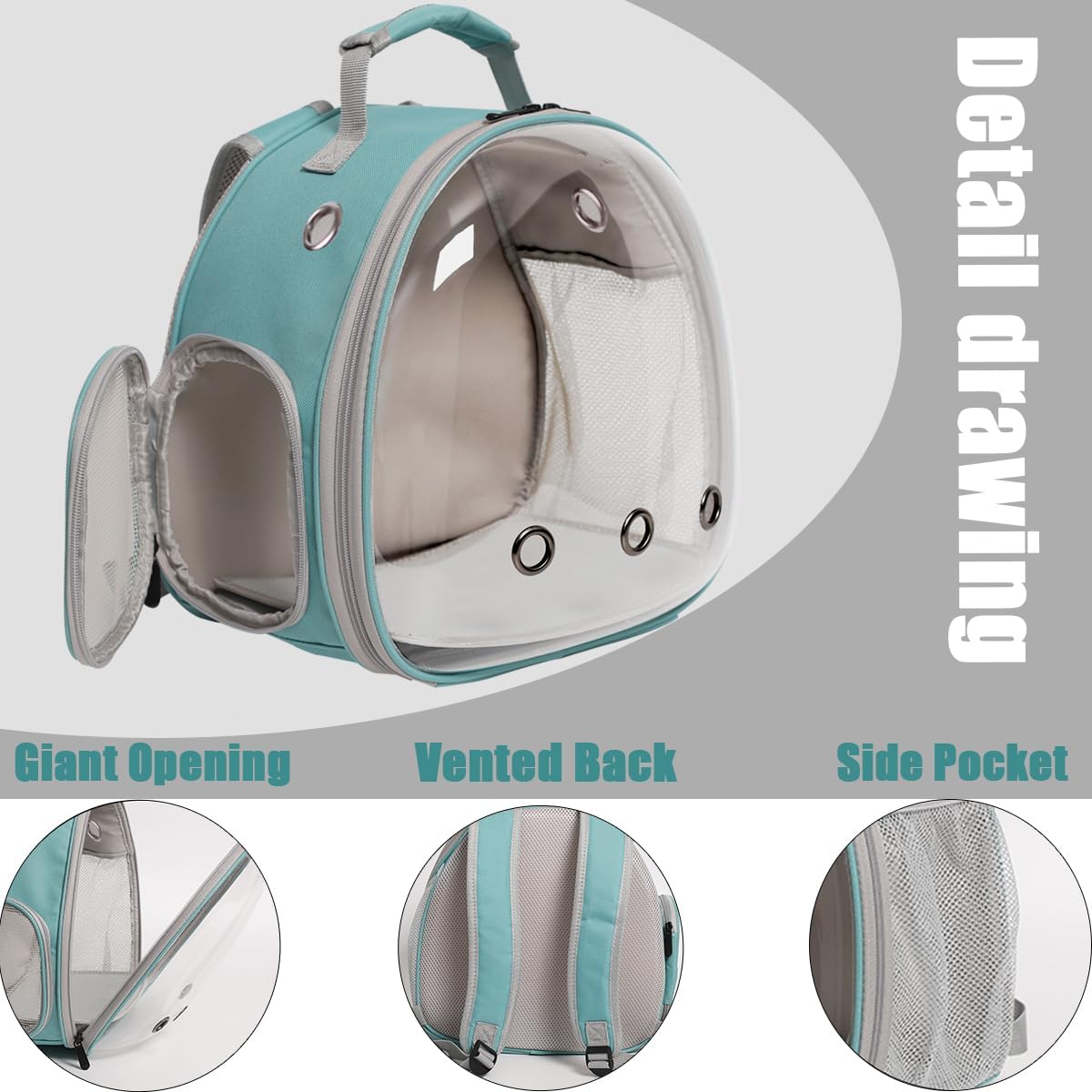 Hamster Backpack Carrier, Bearded Dragon Carrier Backpack with Clear Bubble Window,Small Animal Travel Backpack for Hedgehog Rat,Chameleon,Rabbit,Sugar Glider,Airline Approved (Pink, Backpack)