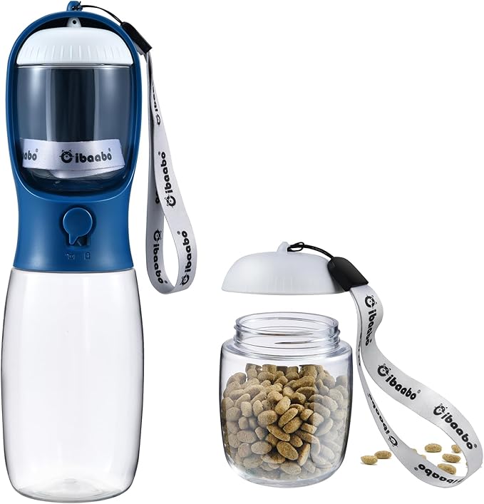 Cibaabo Dog Water Bottle with Food Container, Travel Puppy Water Bowl, Portable by Cibaabo