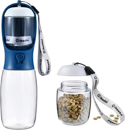 Cibaabo Dog Water Bottle with Food Container, Travel Puppy Water Bowl, Portable by Cibaabo
