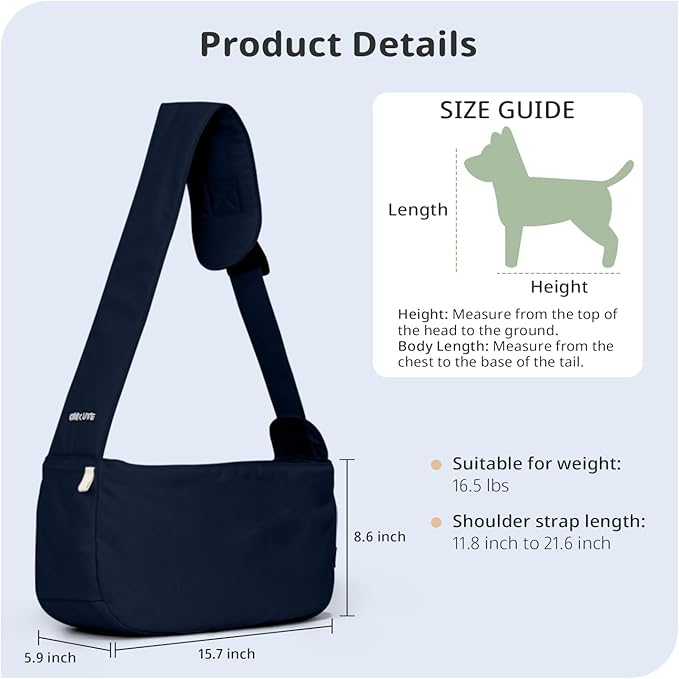 ONECUTE Crossbody Dog Sling Carrier, Wearable Portable Pet Bag - Image 2