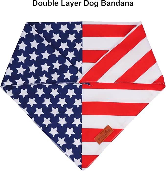 PTDECOR American Flag Dog Bandana 4th of July Dog Bandanas Reversible Triangle - Image 5