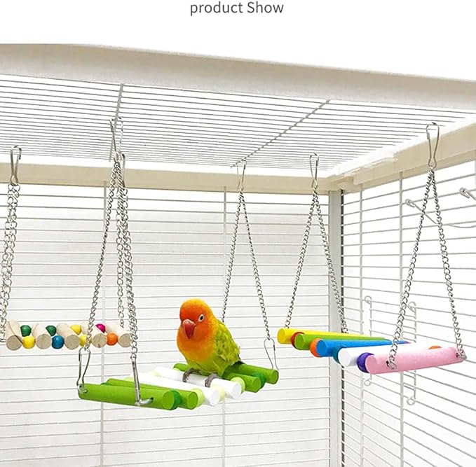 Bird Swing, Parakeet Swing, Parrot Perch Stand, Natural Wooden Swing Hanging - Image 9