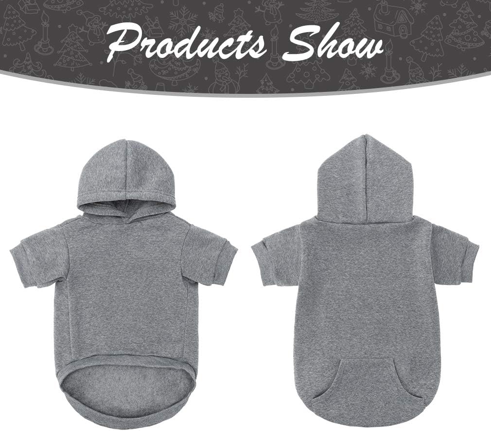 KOOLTAIL Basic Dog Hoodie - Soft and Warm Dog Hoodie Sweater with Leash Hole and Pocket, Dog Winter Coat, Cold Weather Clothes Sweatshirt for Small Medium Large Dogs Puppy Cat Boys Girls Grey S