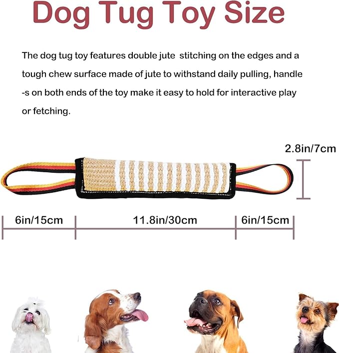 ASOCEA Dog Tug Toy, Bite Jute Pillow Pull Toy Tough Squeaky Dog Toys - Image 2