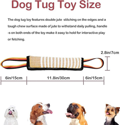 ASOCEA Dog Tug Toy, Bite Jute Pillow Pull Toy Tough Squeaky Dog Toys - Image 2