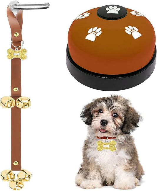 Leather Dog Doorbell, 2 Pack Dog Bells Puppy Training Bell by KEXIAVA
