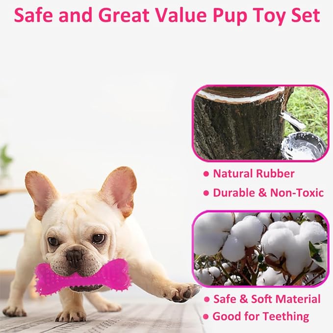 Beiker 20 Pack Pink Puppy Chew Toys - Image 4