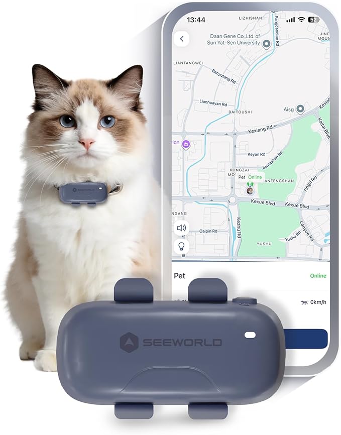 SEEWORLD Pet GPS Tracker for Dogs Cats, Real-Time Location Tracker by Here-ConnectwhatWeCare